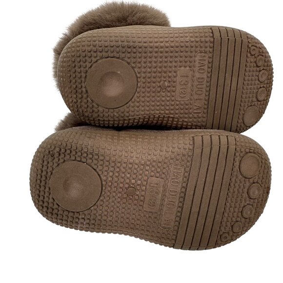 Hao Duo‎ Lai Warm Brown Faux Sued Boots Faux Fur Lined Baby Size 2 - Picture 8 of 8